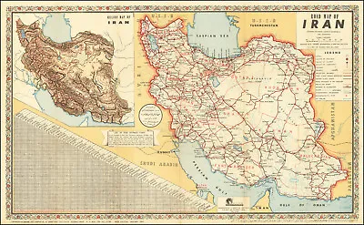 1960 Travel Map Of Iran Iranian Middle East Decor Poster Print • $200