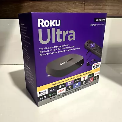 Roku Ultra 4802RW Black 4K HDR Dolby  Voice Remote Pro Media Streamer NEW Sealed • $59.99