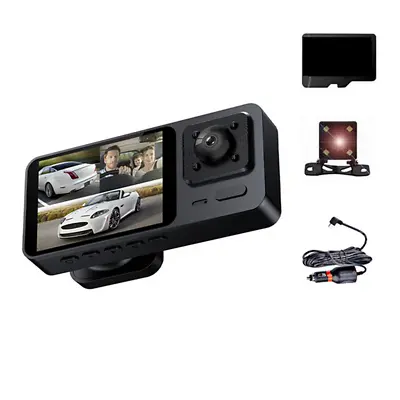 1080P 3Lens Car DVR Dash Cam Video Recorder LCD Display Front Rear Inside Camera • $39.01