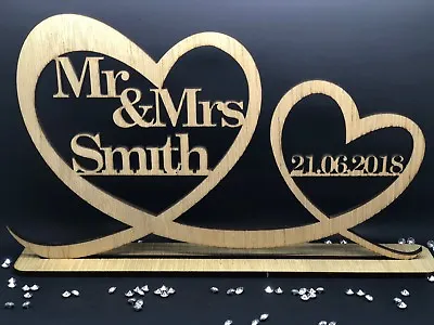 Personalised Mr & Mrs Wood Table Sign & Date Mr And Mrs Wedding Decoration Gift  • £10.64