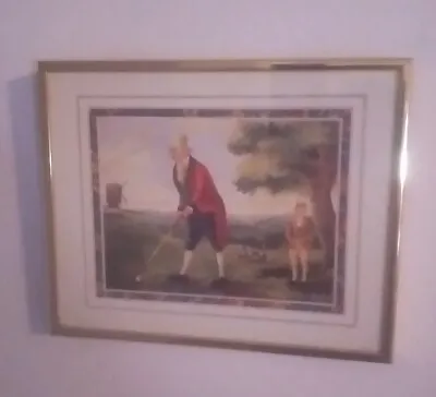 Vintage Golfer Lithograph Print Framed Picture Signed MID 94 Mid Gordan • $27.95