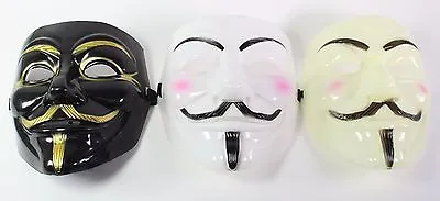 $8.95 • Buy White Black Yellow V For Vendetta Guy Fawkes Anonymous Costume Play Halloween 