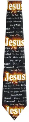 $10.95 • Buy Men's Black Gold Religious Necktie JESUS King Of Kings The Messiah The Truth 