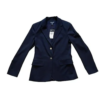 NWT Chaps Icon Blazer Womens Size 8 Blue Lined Pockets Stretch Classic • $29.99