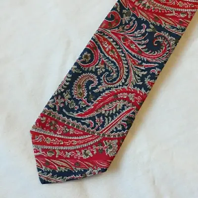 Men's Neck Tie Liberty For J Crew Blue Red Paisley Cotton Sateen • $14