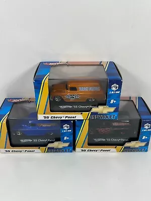 Hot Wheels 1955 Chevy Panel Diecast 1:87 HO Scale Lot Of 3 Blue Black Orange • $34.99