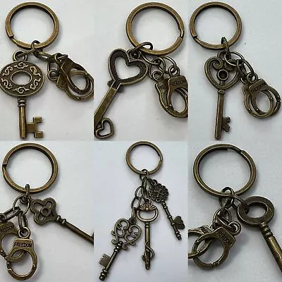 Antique Copper Key Keyring Charms ‘Freedom’ Handcuffs -GIFT NEW Jail Car College • £1.99