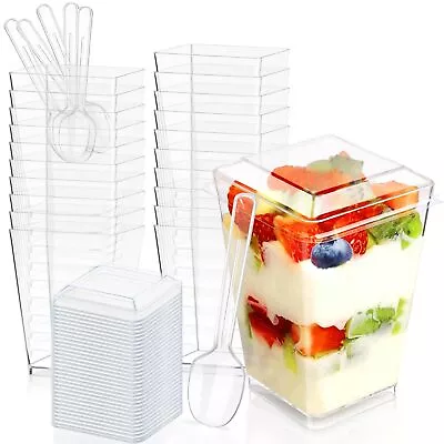 5oz Plastic Dessert Cups With Lids And Spoons Clear Yogurt Parfait Cups With... • $20.58