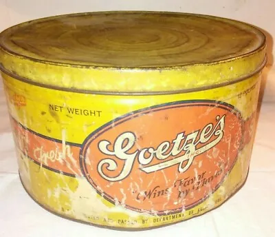 SAUSAGE Tin Can Goetzes Baltimore Md Vintage Advertizing Kitchen Home Decor • $45.90