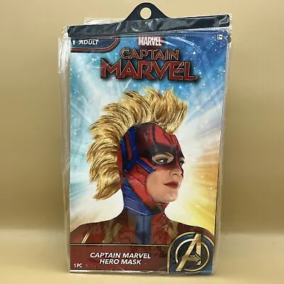 Captain Marvel Hero Mask Superhero Adult One Size Cosplay Halloween Mohawk • $17.77