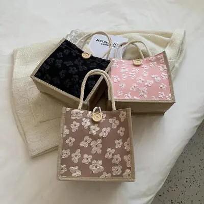 Linen Button Tote Bag Large Capacity Grocery Bag Women Handbag Shopping Bag • $9.96
