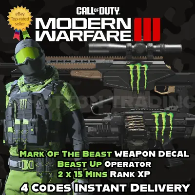 Call Of Duty Modern Warfare 3 Monster Energy FULL BEAST UP OPERATOR DLC COD MW3 • $9.49