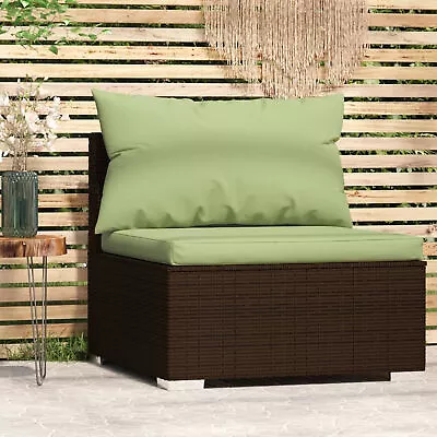 Garden Middle Sofa With Cushions Brown Poly Rattan M3C1 • $277.06