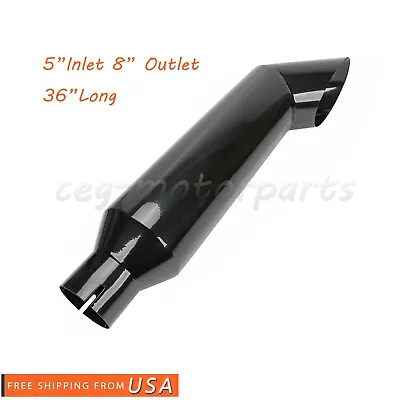 5  Inlet/ 8 Out Diesel Smoker Exhaust Stack Tip 36  Long Miter Black Angle Cut • $58.99