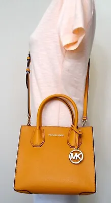 Michael Kors Mercer Medium Mk Signature PVC Leather Satchel Crossbody Bag Purse • $117.98