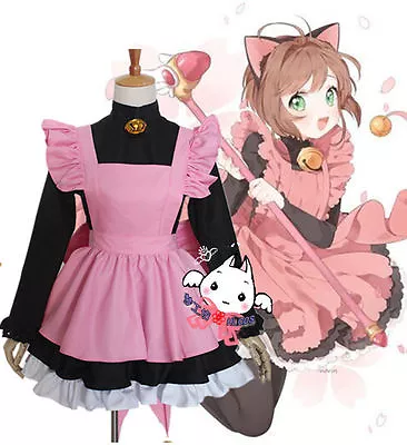 CARD CAPTOR SAKURA Black Cat Maid Servant Dress Outfit Cosplay ：44 • $54.50