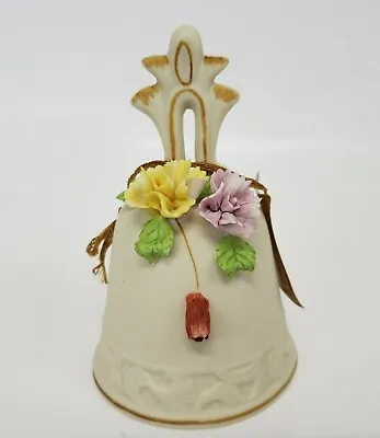 Vintage Arnart Flowers Porcelain Mission Hand Bell  • $20