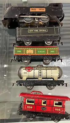 Marx Train  Commodore Vanderbilt Locomotive W/Tender & 3 Cars UNTESTED Parts • $69.99