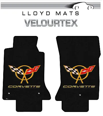 1997-2004 C5 Corvette Lloyd Velourtex Frt Black Floor Mat Black Crossflag Logo • $160.99