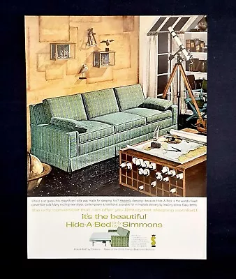 Simmons Sofa Bed Ad Vintage 1962 Original Hide A Bed Furniture Advertisement  • $14.94