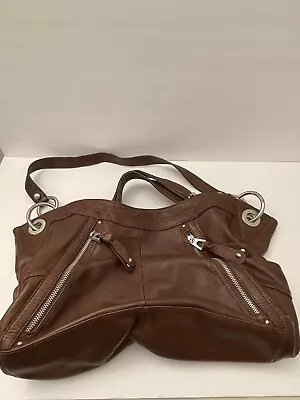 B. Makowsky Brown Leather Large Hobo Bag - Women's Handbag • $39.99