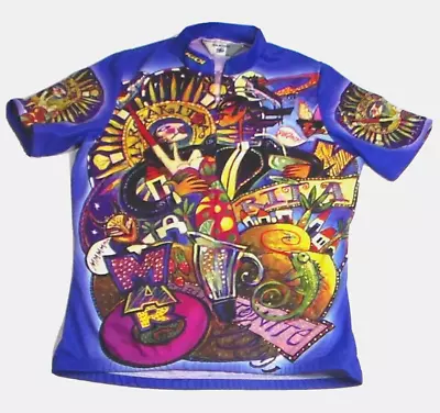 Sugoi Cycling Shirt Womens M Multicolor Margarita Graphic 1/4 Zip Short Sleeve • $12.75