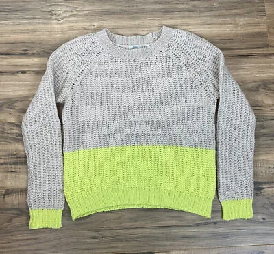Women Wallace J Crew Wool Mohair Blend Knit Colorblock Crewneck Pullover Sweater • $15.99