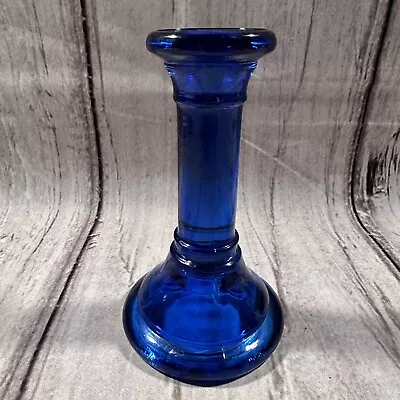 Vintage Cobalt Blue Glass Candle Stick Holder 6.25  H  • $22.95