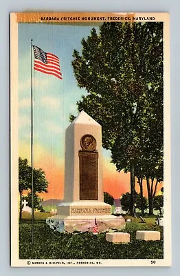 $3.11 • Buy Barbara Fritchie Monument, Frederick, Maryland MD Postcard