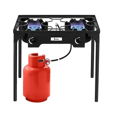 $99.99 • Buy Double 2 Burner Gas Propane Cooker Outdoor Camping Picnic Stove Stand BBQ ZOKOP