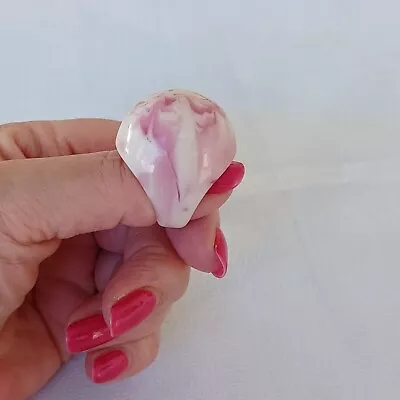 Vintage 1980's Hard Plastic Domed Ring Pink Marble Swirl Size 6 • $15