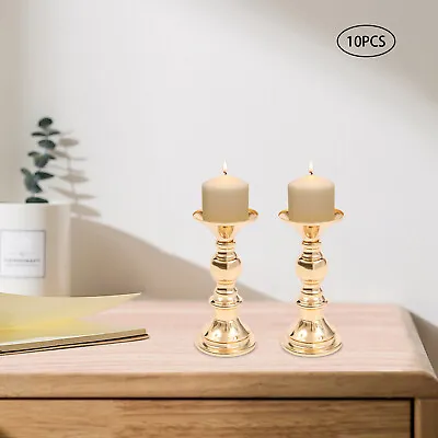 Gold 10Pcs Metal Candle Holders Pillar Candle Holders For Special Events Gift UK • £17