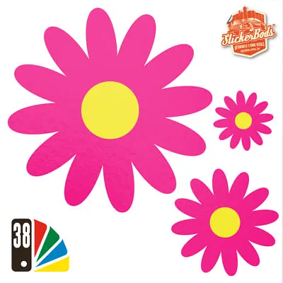 25 DAISY FLOWER STICKERS DECALS For Car | Wall | Home - 38 Colours (S3) • £4.95