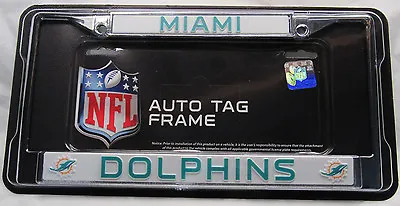 NFL Miami Dolphins Chrome License Plate Frame Thin Letters By Rico Industries • $18.99