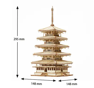 $60.80 • Buy Wooden Art 3D Puzzle Japanese Five Story Pagoda Ki-gu-mi 301pcs 148x148x295mm