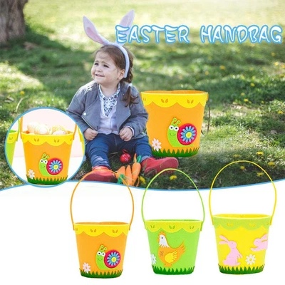 £5.57 • Buy Chick Treat Bucket Easter Felt Basket Treat Basket Soft Hunt Handle Party P2E4