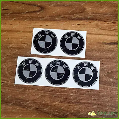 X5 60mm 2 3/8  BMW Silver Laminated Sticker Wheel Center Cap Vinyl Decals Set • $14.70