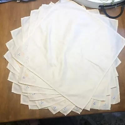 Vintage Napkins Ivory Set Of 12 Embroidered Flowers • $19