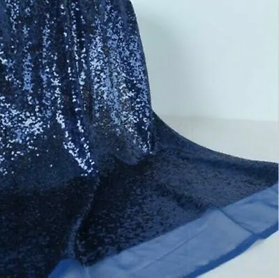 £0.99 • Buy Navy 3mm Sequin Fabric Sparkly Bling Material 2W Stretch 130cm Wide Metre