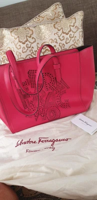 Ferragamo Red Leather Bonnie Handbag • $450