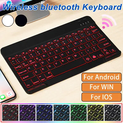 Mini Wireless Keyboard Bluetooth Keypad USB Charging RGB Backlight For P • $19.15