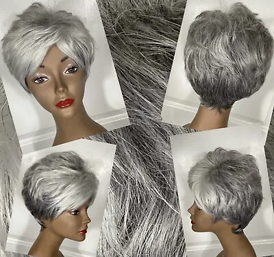 NEW! Cute Synthetic Wig Short Pixie White/Gray Large/Avg Tapered Back I-3 • $23