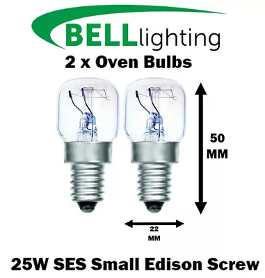 Oven Bulb 300°C Cooker Appliance Lamp Light 25W 240V SES E14 Bell - 2 Pack • £3.99