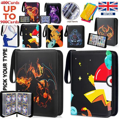 Pokemon Card Folder 4-9Pockets Trading Album Case Large 400-900Cards Game Binder • £10.85