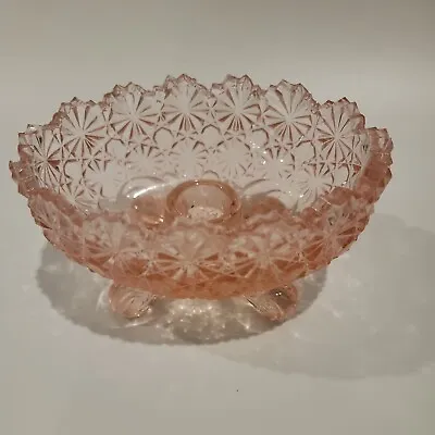 VTG L.G. Wright Pink Glass Daisy & Button EAPG Small Footed Bowl Candlestick  • $25