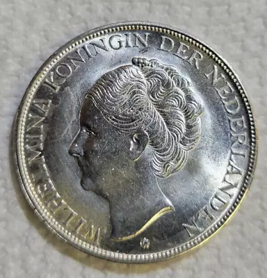 1944 CURACAO Netherlands Kingdom WILHELMINA 2½ Gulden Coin~ • $35