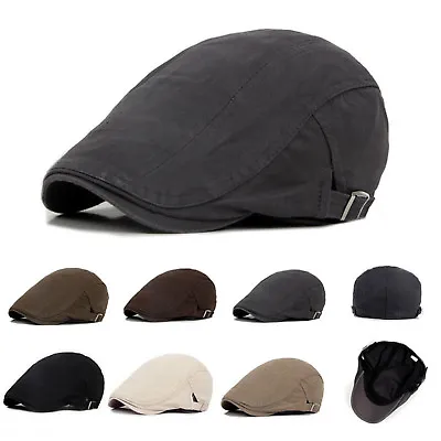 Solid Cotton Gatsby Cap Mens Summer Sun Flat Cabbie Newsboy Ivy Hat Golf Driving • $7.98