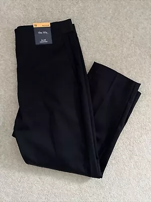 MARKS & SPENCER WOMENS SLIM CROPPED MIA BLACK TROUSERS Size 10 Bnwt • £19.99