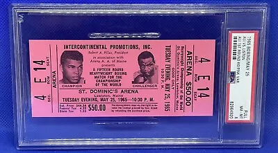 1965 BOXING FULL PINK TICKET ALI VS LISTON 1st ROUND KO PSA NM-MT 8 PHANTOM • $399.95