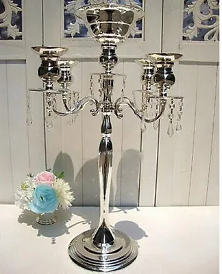 $84.99 • Buy Silve 30 Inches 5 Arms Metal Candelabra Wedding Centerpiece Floral Stand(GA,USA)